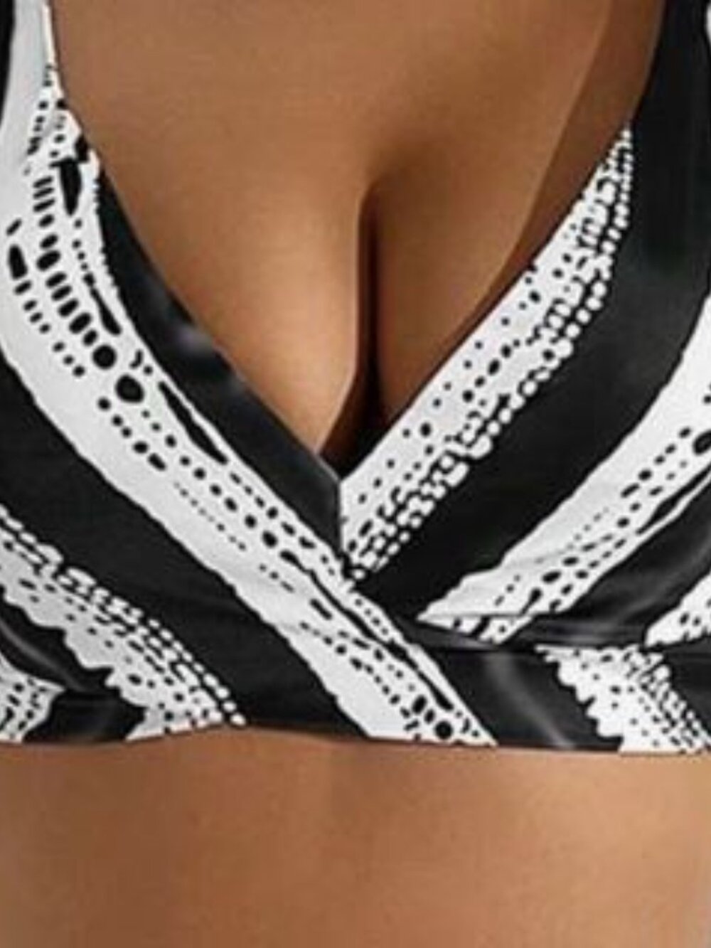 Black & White Striped Women's Bralette Top And Matching Bikini Bottims